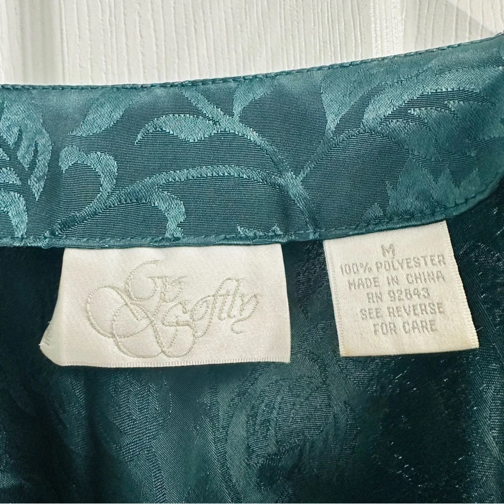 Vintage Slip Mini Babydoll Satin Mesh Green Floral Fairy Sexy 90s Medium - Picture 5 of 6